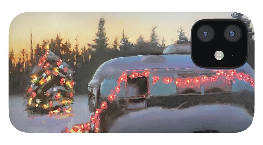 Airstream iPhone 12 Case featuring the painting Silver Belle by Elizabeth Jose