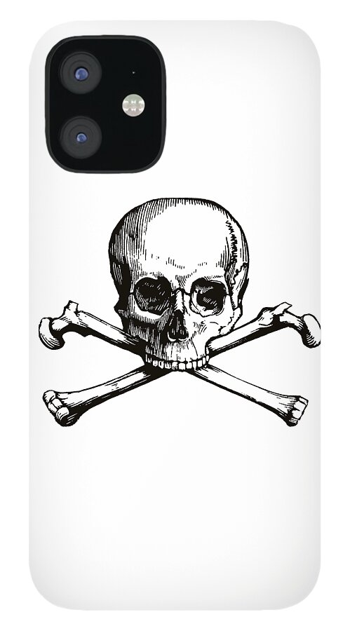 Skull And Crossbones iPhone 12 Case featuring the digital art Skull and Crossbones by Eclectic at Heart