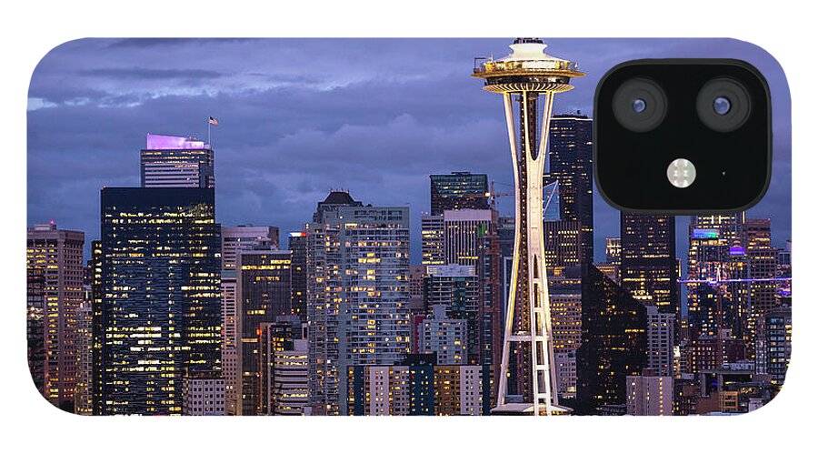 Seattle iPhone 12 Case featuring the photograph Skyline Aglow by Erin Marie Davis