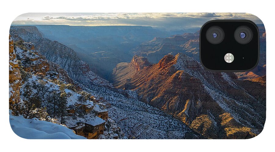 Snow Snowy Grand Canyon Winter Landscape Arizona Fstop101 iPhone 12 Case featuring the photograph Snowy Grand Canyon by Geno Lee