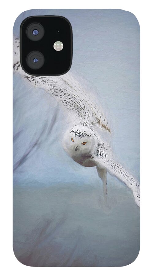 Wildlife iPhone 12 Case featuring the photograph Snowy Owl In Flight Painting 2 by Carrie Ann Grippo-Pike