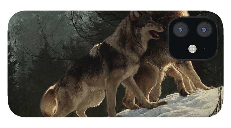 Wolf iPhone 12 Case featuring the painting Social Climbers by Greg Beecham