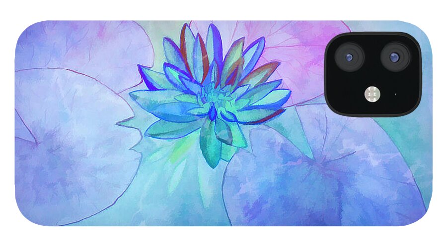 Painting iPhone 12 Case featuring the painting Soothing Waterlily by Dee Browning