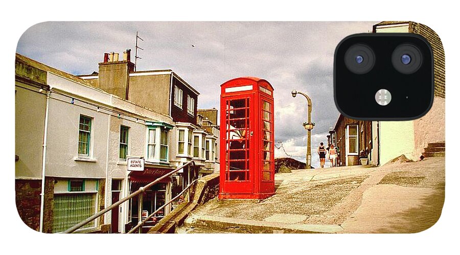 Red iPhone 12 Case featuring the photograph St. Ives Red Telephone Box by Gordon James