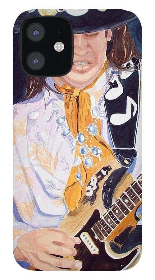 Portrait iPhone 12 Case featuring the painting Stevie Ray by Sandie Croft