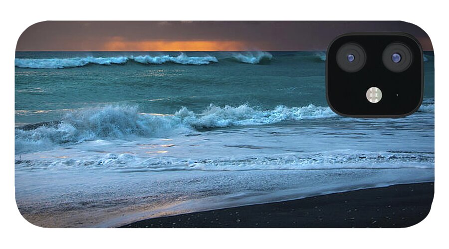 Stormy Sunrise iPhone 12 Case featuring the photograph Stormy Sunrise on the Atlantic by Rebecca Herranen