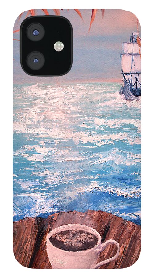 Ship iPhone 12 Case featuring the painting Summertime Stories by Medea Ioseliani