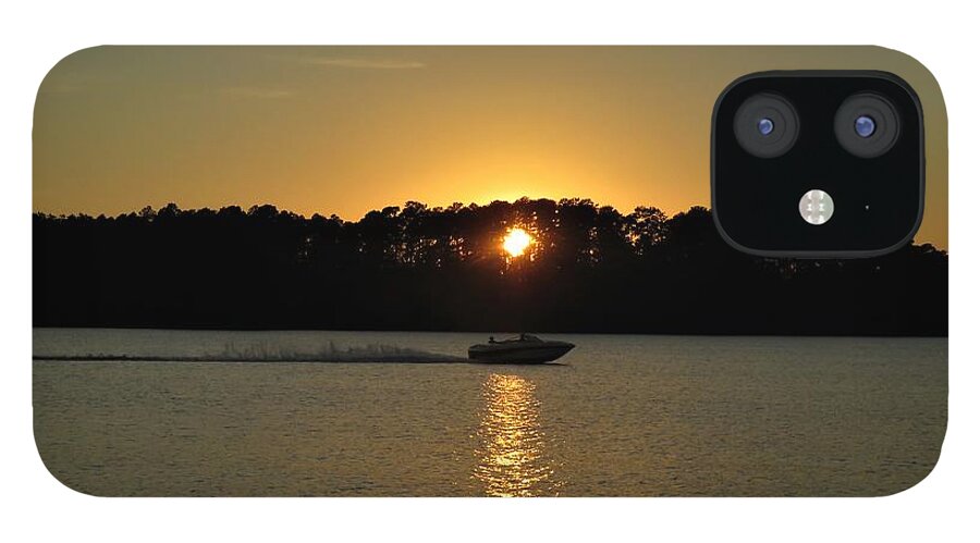 Sunset iPhone 12 Case featuring the photograph Sunset Boat Kiss by Ed Williams