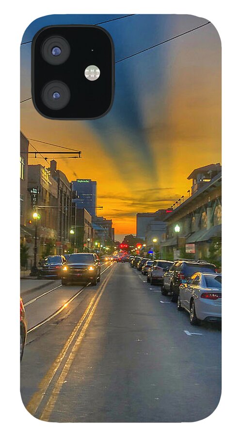 Landscape iPhone 12 Case featuring the photograph Sunset Over Little Rock's River Market by Michael Dean Shelton