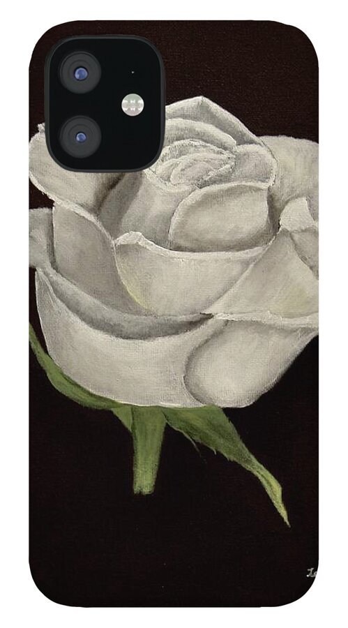 White Rose iPhone 12 Case featuring the painting Surrender by Terry Frederick