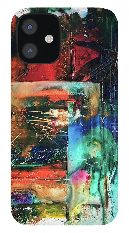 Abstract Art iPhone 12 Case featuring the painting Testament Ruins by Rodney Frederickson