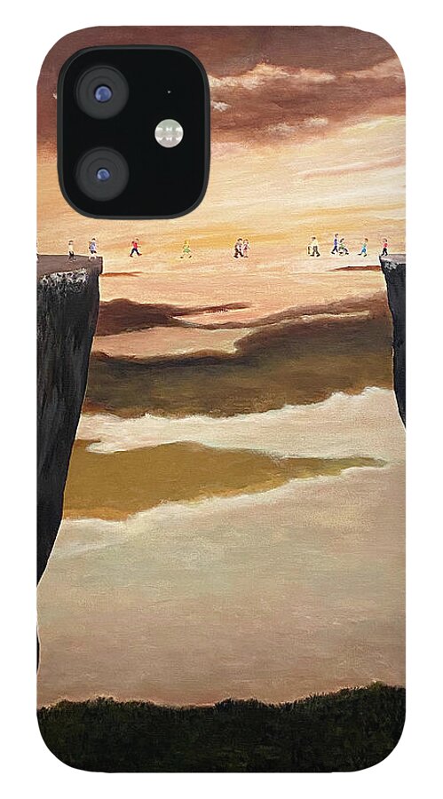 Brown Sky iPhone 12 Case featuring the painting The Crossing by Thomas Blood
