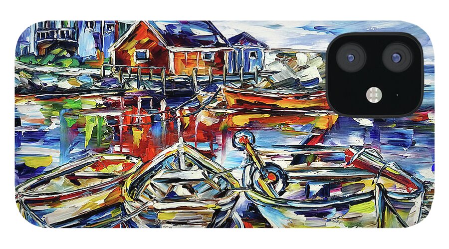 Nova Scotia iPhone 12 Case featuring the painting The Fishing Boats Of Peggy's Cove by Mirek Kuzniar