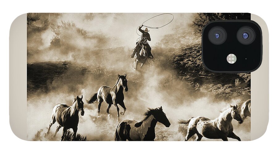 Cowboy iPhone 12 Case featuring the photograph The Last Roundup, Sepia by Don Schimmel