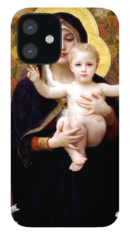 The Virgin Of The Lilies iPhone 12 Case featuring the digital art The Virgin of the Lilies by William Bouguereau