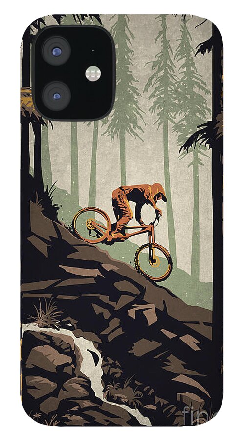 Mountain Bike iPhone 12 Case featuring the painting Think Outside No Box Required by Sassan Filsoof