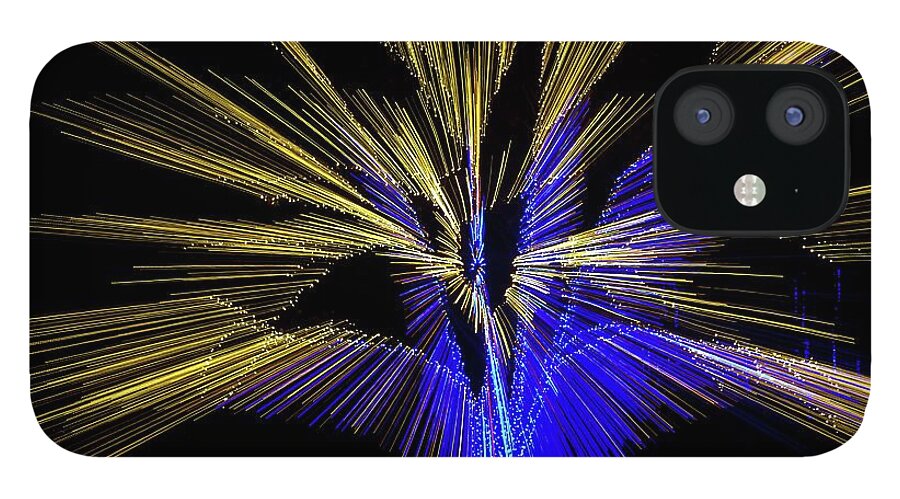 Lens iPhone 12 Case featuring the photograph Tree Burst of Blue and Yellow by Liza Eckardt