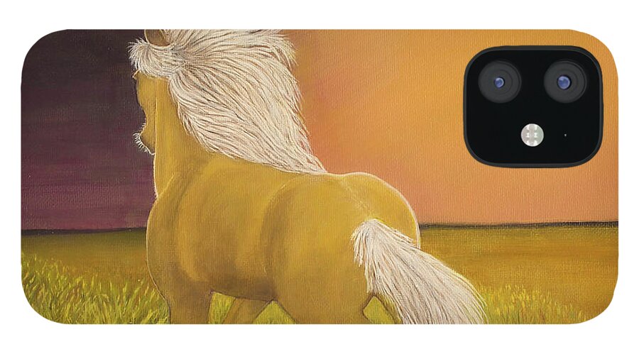 Horse iPhone 12 Case featuring the painting Trigger by Shirley Dutchkowski