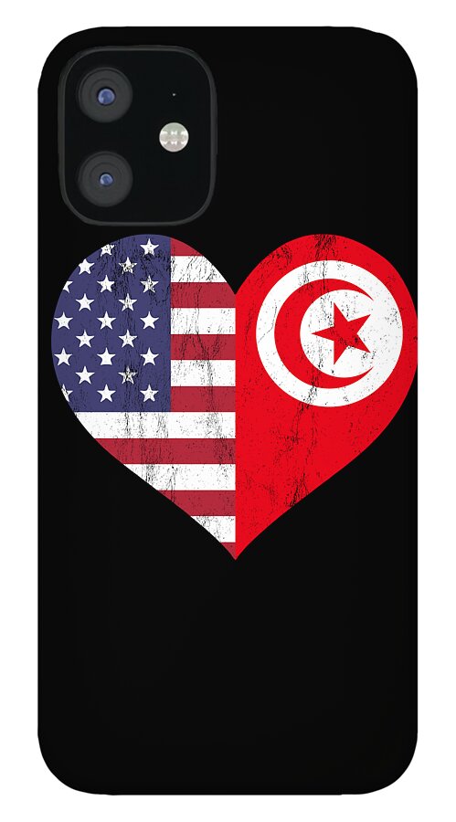 Tunisian American Flag Usa Tunisia Love Heart Flag iPhone 12 Case