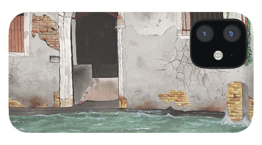 Venice iPhone 12 Case featuring the painting Venice Liquid Street by Bob Labno