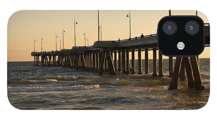 Pier iPhone 12 Case featuring the photograph Venice Pier Sunset - Fine Art Seascape by Mark Stout