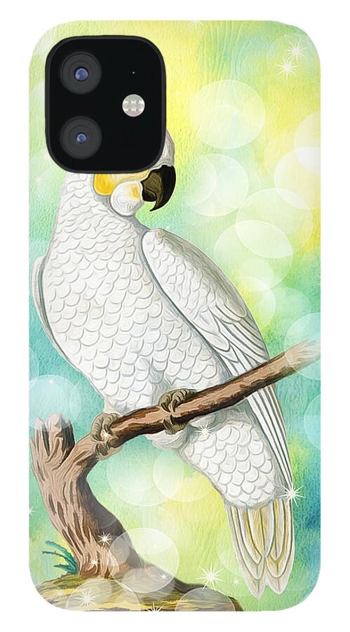 Pet Lover iPhone 12 Case featuring the digital art Vintage Cockatoo Parrot Lover by Doreen Erhardt
