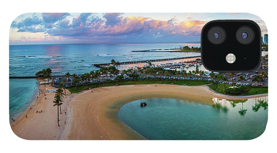 Hawaii iPhone 12 Case featuring the photograph Waikiki Marina Panoramic by Anthony Jones