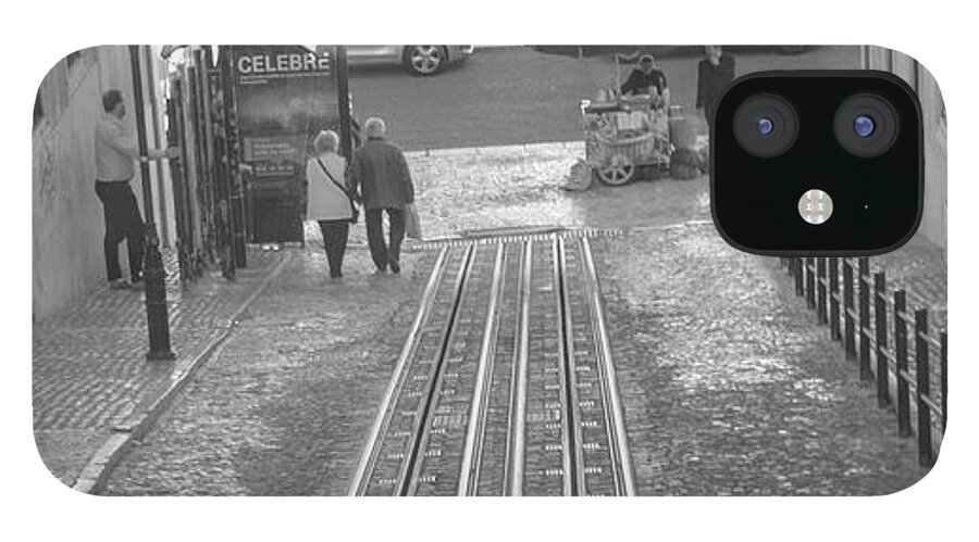 Lisbon iPhone 12 Case featuring the photograph Walking by the rails - Lisbon by Christina McGoran