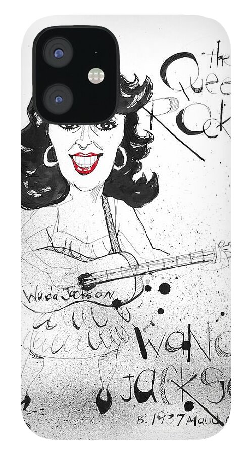  iPhone 12 Case featuring the drawing Wanda Jackson by Phil Mckenney