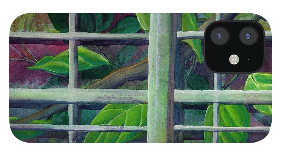 Leaves iPhone 12 Case featuring the painting WindowView by Tammy Nara