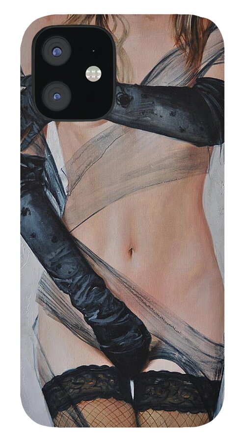 Ignatenko iPhone 12 Case featuring the painting Without nudity by Sergey Ignatenko