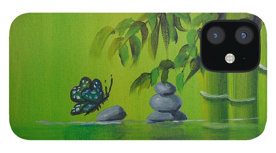 Zen iPhone 12 Case featuring the painting Zen by Saundra Johnson