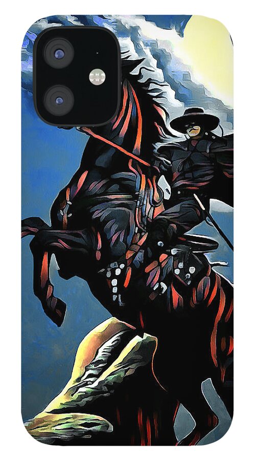 Hero iPhone 12 Case featuring the digital art Zorro by Pennie McCracken