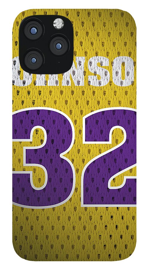 Magic Johnson Los Angeles Lakers Number 32 Retro Vintage Jersey Closeup  Graphic Design Zip Pouch