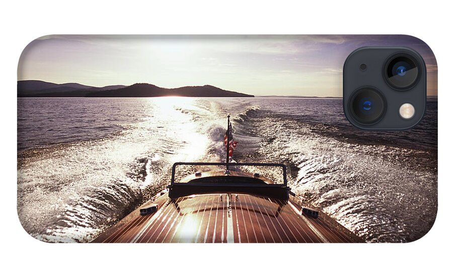 Scenics iPhone 13 Case featuring the photograph A Classic Wooden Chris-craft Two Co-pit #1 by Dave Shafer