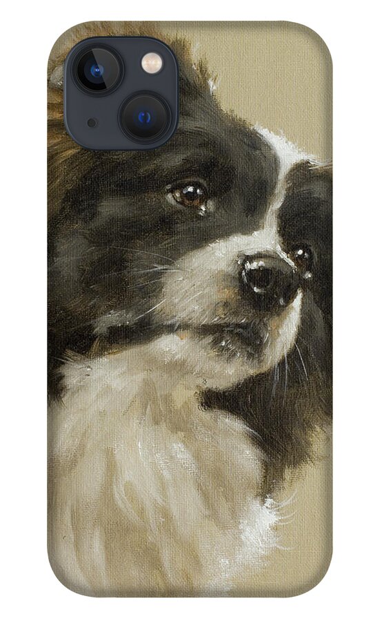 Border Collie iPhone 13 Case featuring the painting Border Collie portrait VI #1 by John Silver