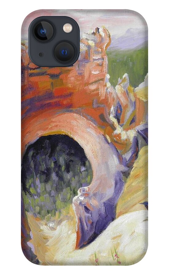 Crow iPhone 13 Case featuring the painting Bryce Canyon Arch Utah #1 by Sharon Casavant