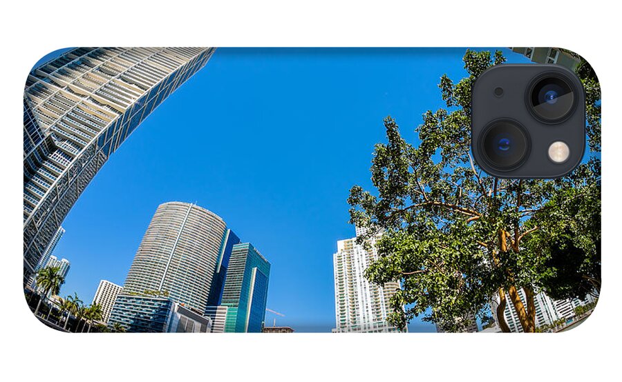 Architecture iPhone 13 Case featuring the photograph Downtown Miami Fisheye #1 by Raul Rodriguez