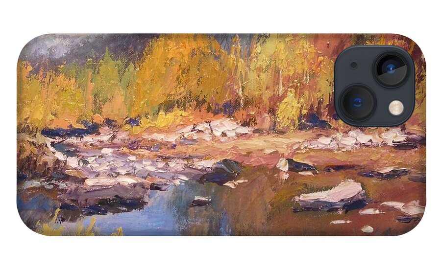 Sean Wu iPhone 13 Case featuring the painting Fall Creek #2 by Sean Wu