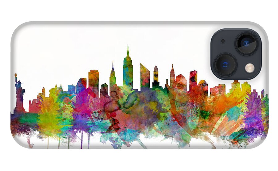 New York iPhone 13 Case featuring the digital art New York City Skyline #1 by Michael Tompsett
