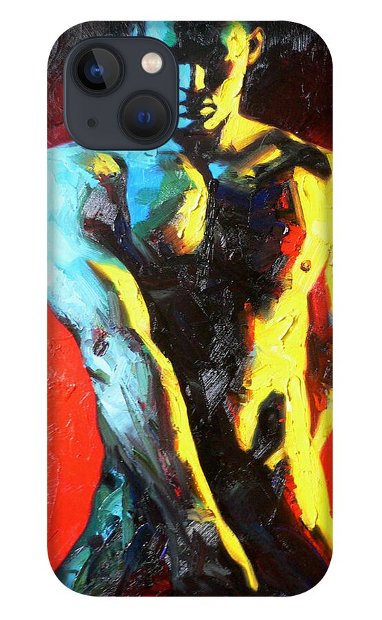 Original Art iPhone 13 Case featuring the painting Original Abstract Oil Painting Art-male Nude By Kinfe by Hongtao Huang