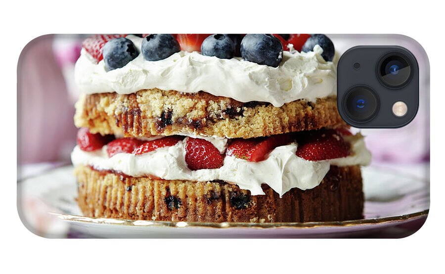 West Yorkshire iPhone 13 Case featuring the photograph Plate Of Fruit And Cream Cake by Debby Lewis-harrison