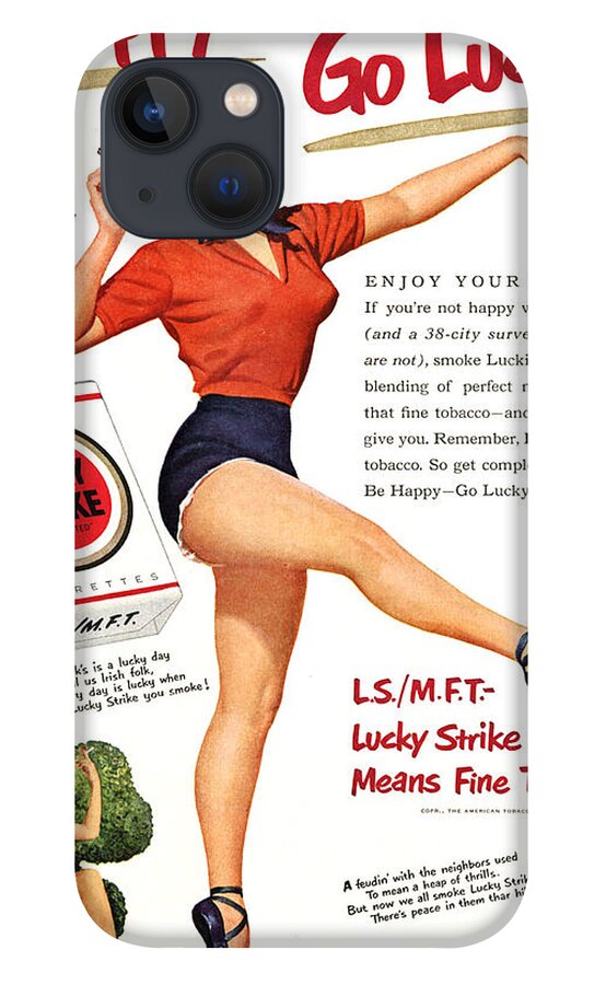 Retro iPhone 13 Case featuring the photograph Retro Cigarettes Marketing Ads Lucky Strike by Action