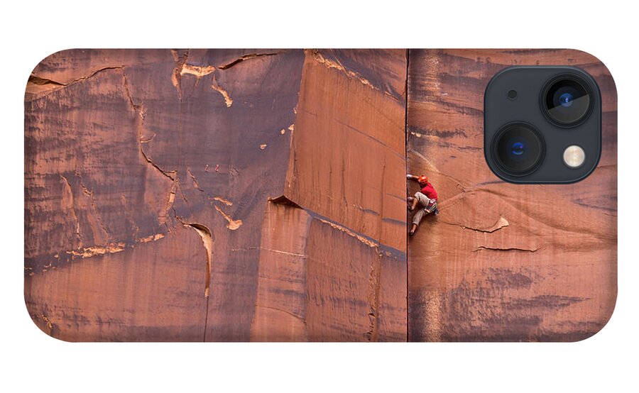 00559218 iPhone 13 Case featuring the photograph Rock Climber Indian Creek Utah by Yva Momatiuk John Eastcott