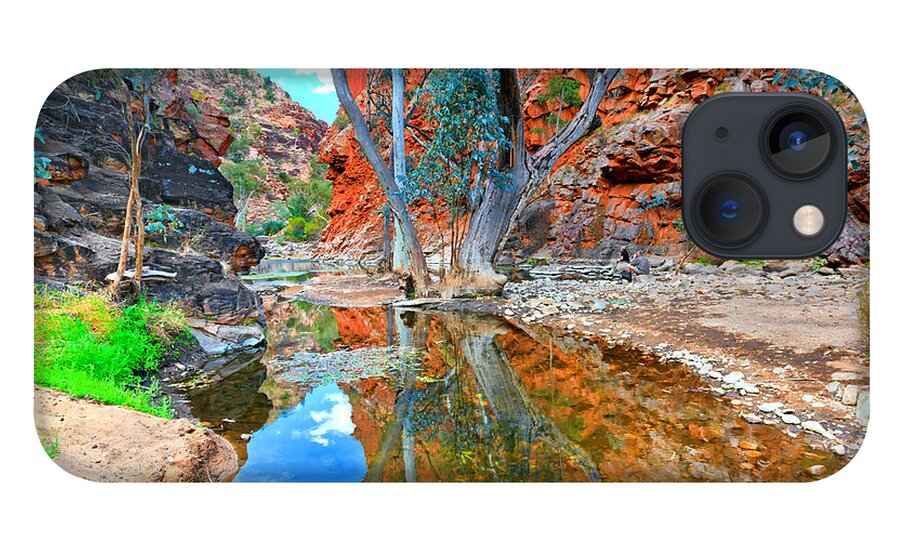 Serpentine Gorge Central Australia Northern Territory Outback Landscape Australian Gum Tree Water Hole iPhone 13 Case featuring the photograph Serpentine Gorge Central Australia #4 by Bill Robinson