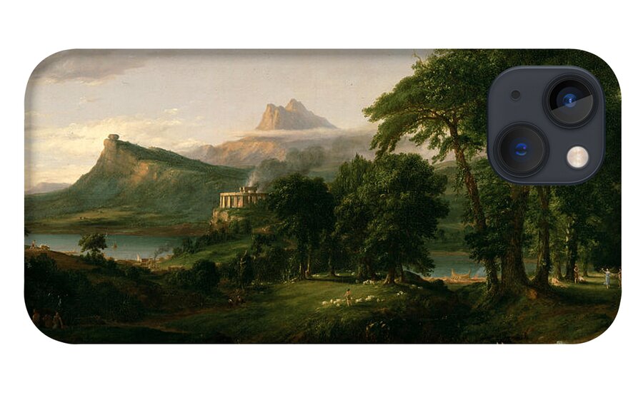Hudson River School iPhone 13 Case featuring the painting The Course of Empire The Arcadian or Pastoral State by Thomas Cole
