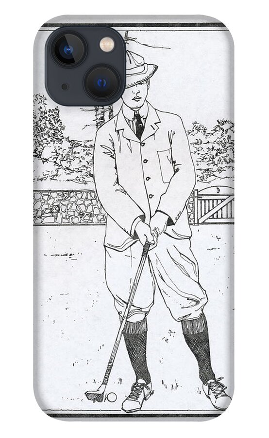 Golf iPhone 13 Case featuring the drawing Vintage Golfer by Ira Shander