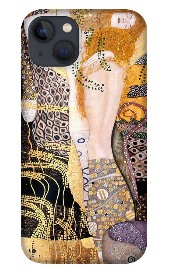 Gustav Klimt iPhone 13 Case featuring the painting Water Serpents I by Gustav Klimt