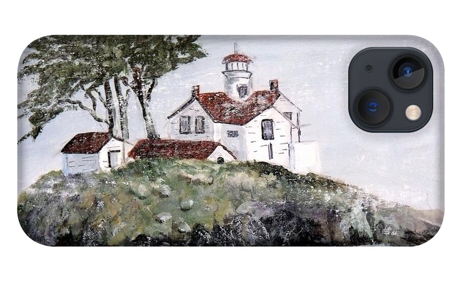 Lighthouse At Crescent City iPhone 13 Case featuring the painting Battery Point Lighthouse by Lynne Parker