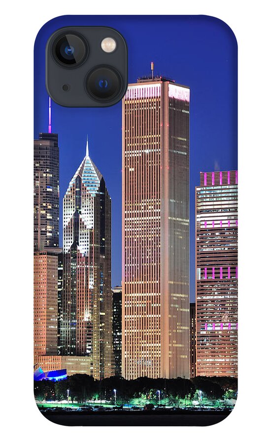 Chicago iPhone 13 Case featuring the photograph Chicago skyline at dusk #2 by Songquan Deng